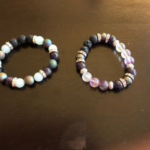 Two KUMARA custom bead bracelets, swavorski gems